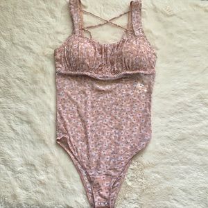 Hollister square neck floral bodysuit